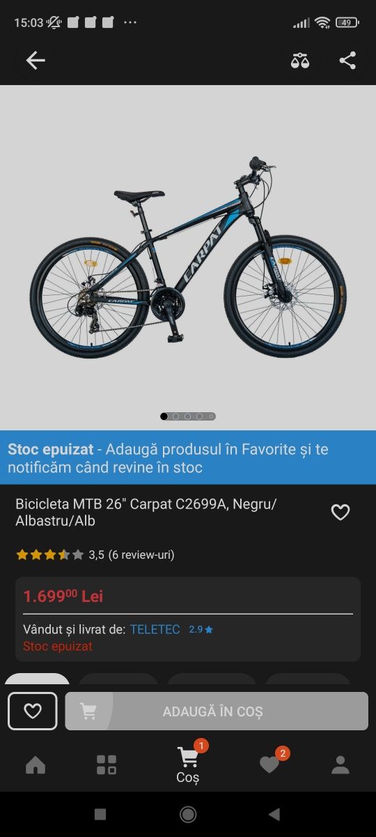 Bicicleta MTB CARPAT C2699A