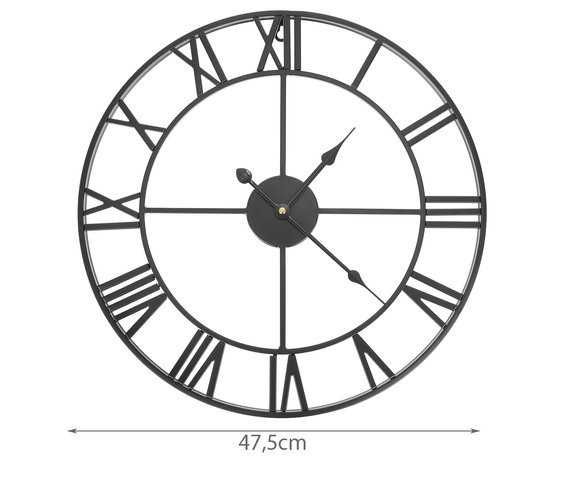Метален стенен часовник с ретро дизайн и римски числа