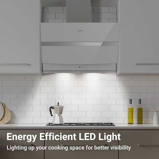 Hota decorativa, Ciarra, 650 m³/h, 60 cm, alb