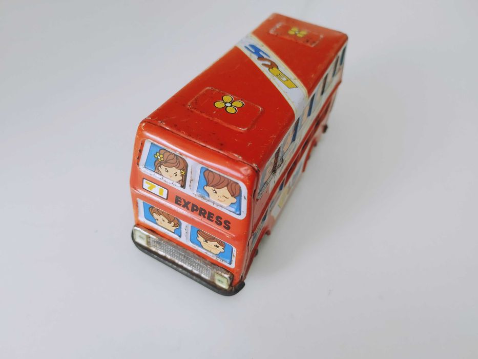 Jucarie veche tabla autobuz cu etaj Leyland London,  MF 291 CN, 1/24