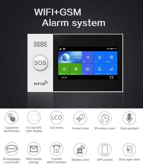 Alarma wireless WiFi GSM 2/4G PGST PG-107