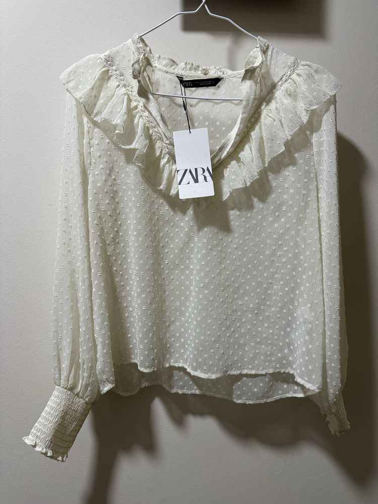 Чисто нови!! Дамска риза Zara с камъни, с дантела