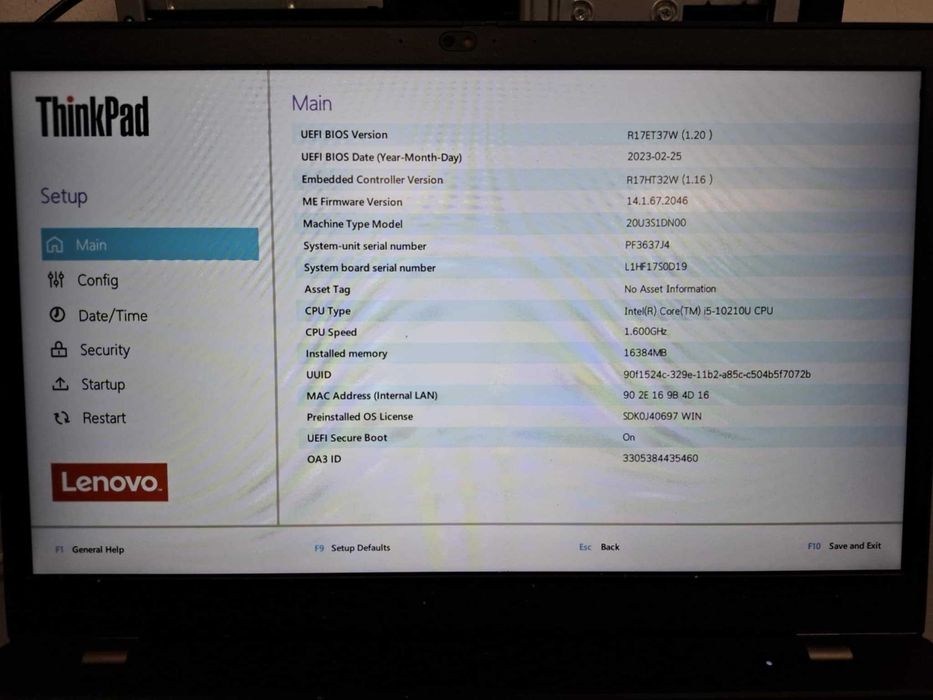 Lenovo ThinkPad L15 20U3S1dN00 17.3 inch with TOUCHSCREEN