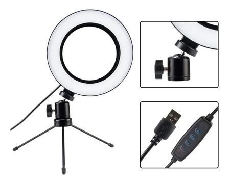 Lampa Circulara Ring Light pentru birou 16cm trepied telecomanda fir