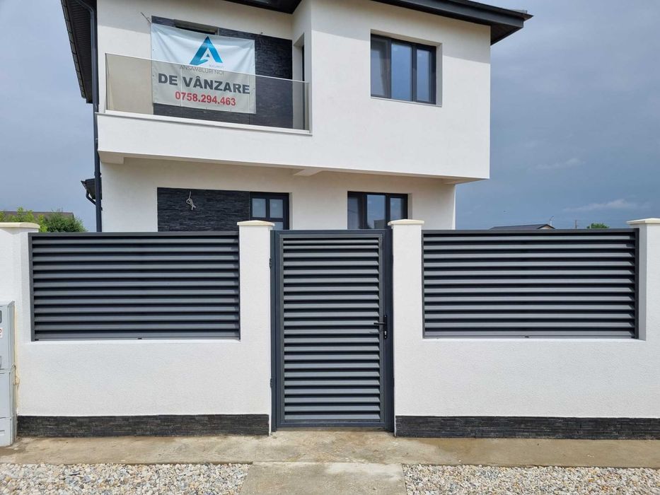 Gard si Porti din Jaluzele Metalice Gri Grafit Mat Ral 7024