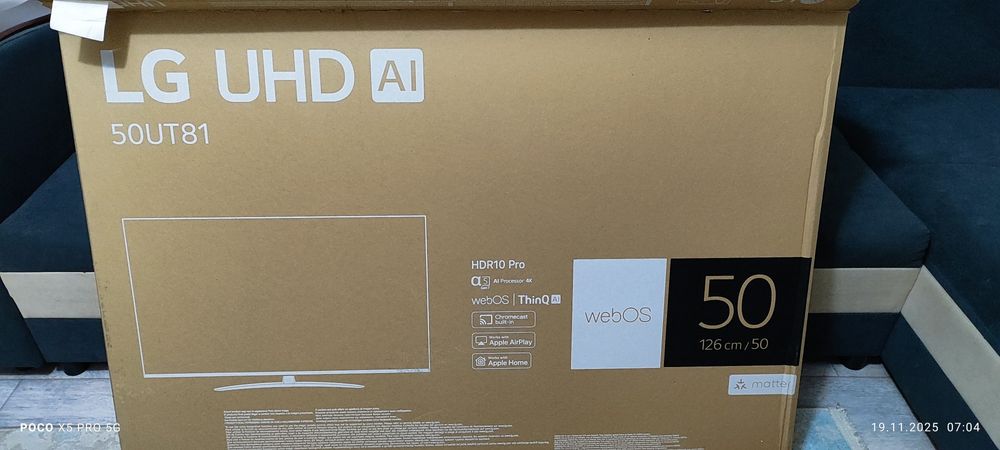 Телевизор LG 50" 4K Smart TV 50UT81009LB, почти новый. Астана.