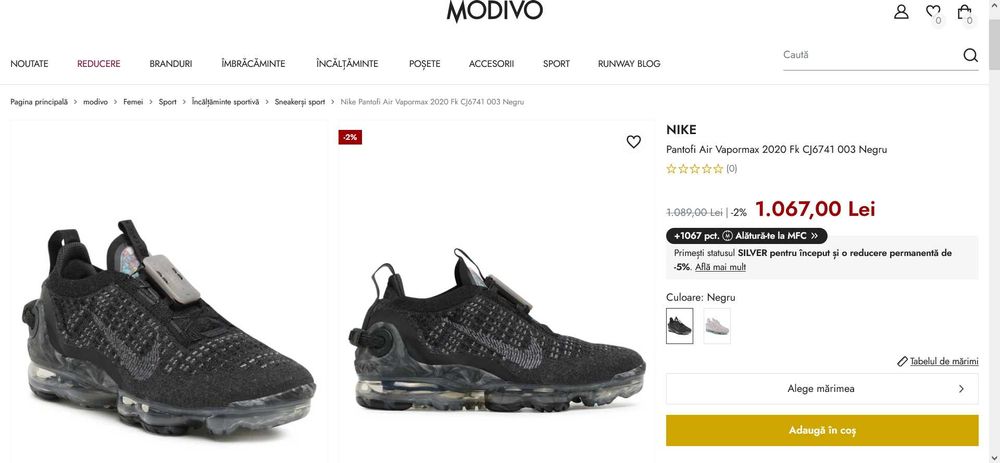 Pantofi Sport NIKE Air Vapormax 2020 Fk CT1823 001 Gri 44.5