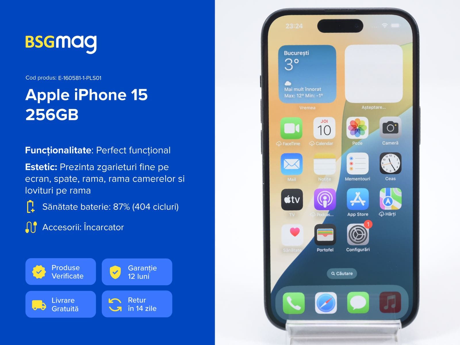 Telefon Apple iPhone 15 256GB - BSGmag
