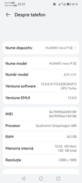 Vând telefon Huawei nova9 Se