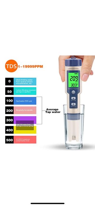 Tester apa 5 in 1, PH, TDS, temperatura, EC si salinitate , ecran LCD