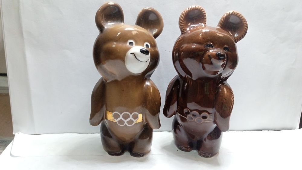 Мишка Олимпийский СССР фарфор Дулево, керамика. 13,5 см