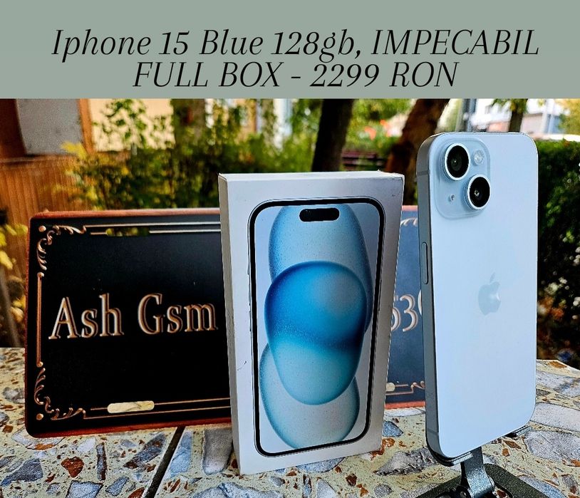Iphone 15 blue 128gb, full box