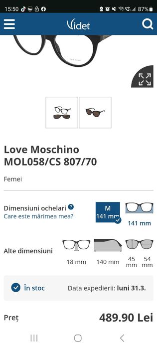Rame ochelari vedere cu clip on  Moschino