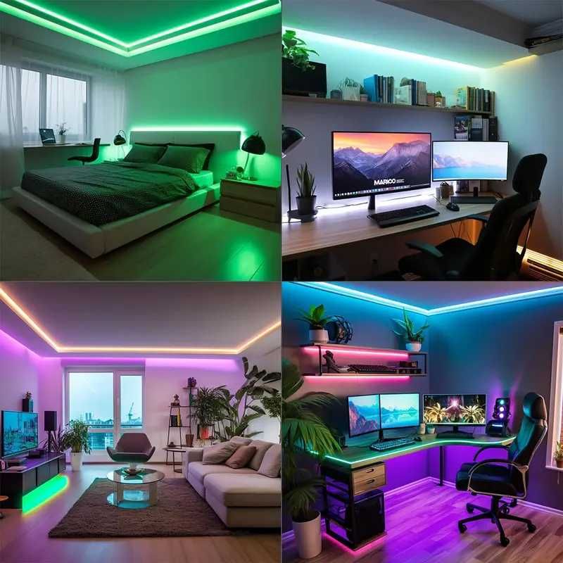 10м. RGB ЛЕД/LED Лента с USB Захранване и Дистанционно/Приложение