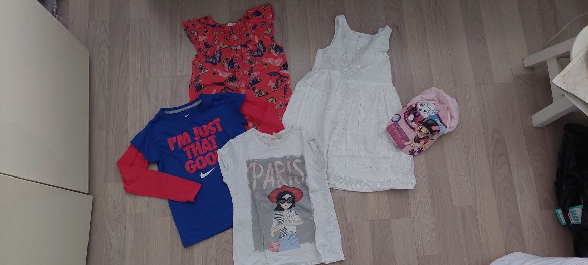 Zara, Nike, HM като нови, лот рокля, топове, шапка, 4-5 г., 110см