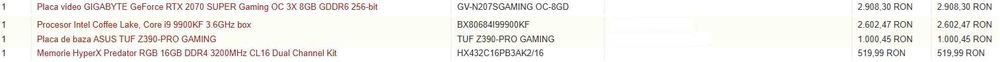Kit ASUS TUF Z390PRO Gaming+i9-9900KF+RTX 2070 Super+RAM 16 GB DDR4