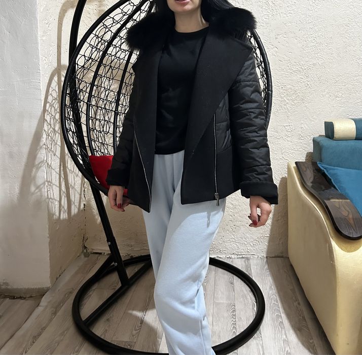 Пальто шикарное турецкий бренд garmonia с натуральным мехом