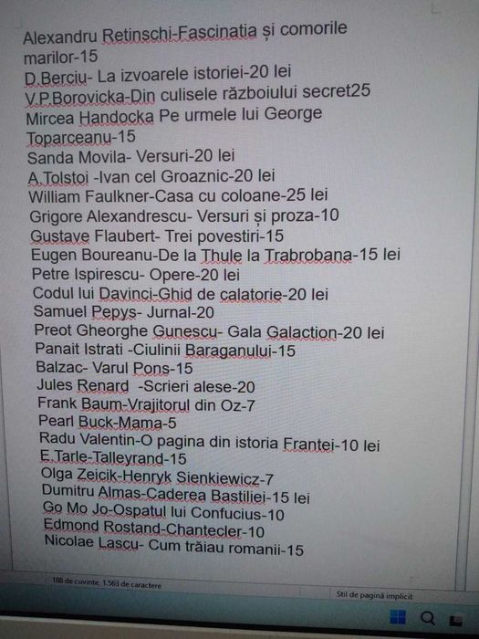 Vand carti in stare buna literatura universala