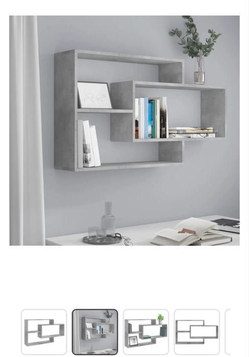 Set dulap, birou si rafturi etajera gri+alb