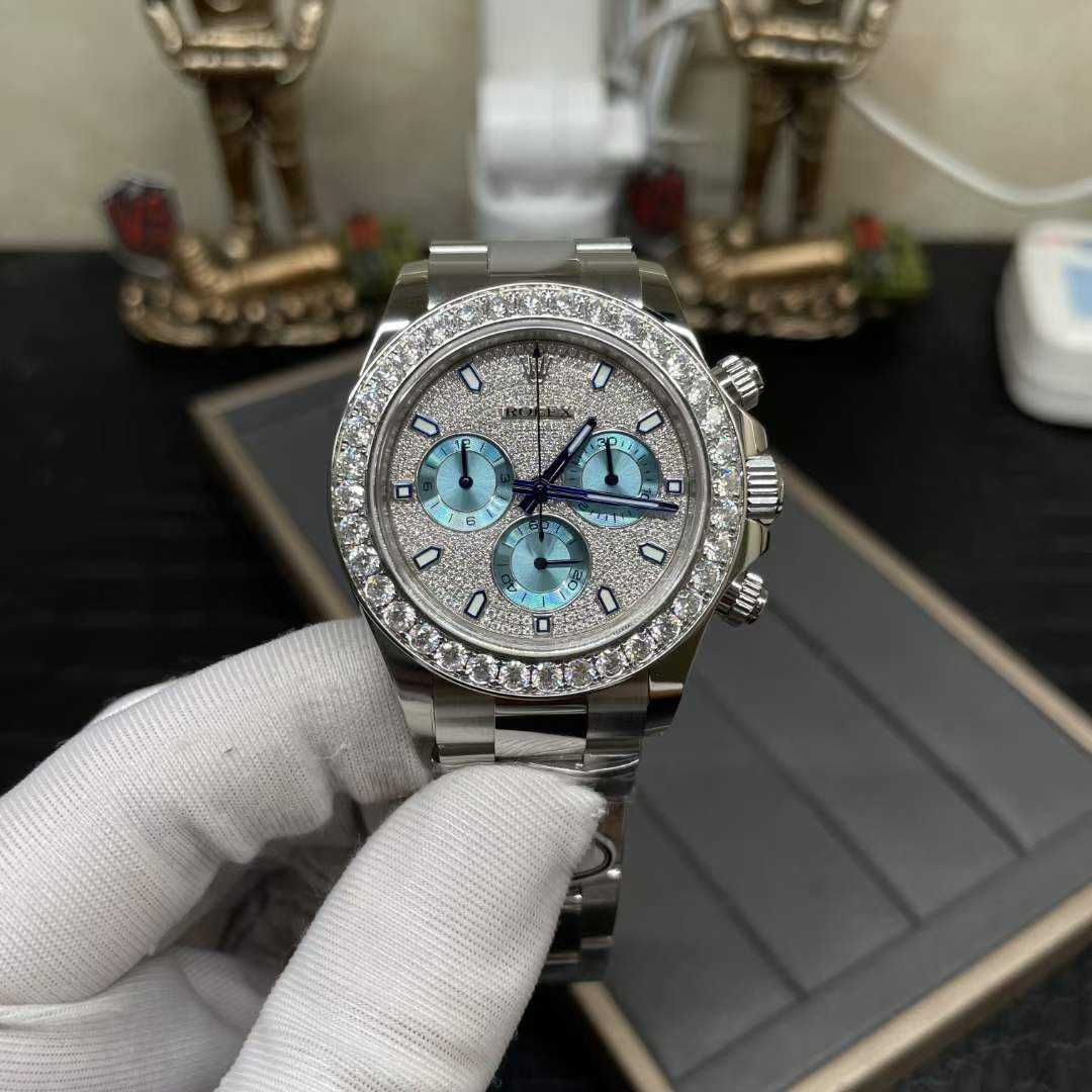 Rolex Daytona сребро - пълен диамант