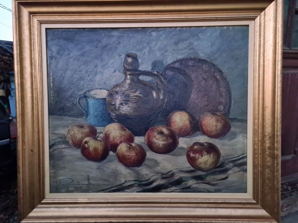 " Ulcior și mere ", tablou superb, Ioan Papazoglu, 1945, u/pl
