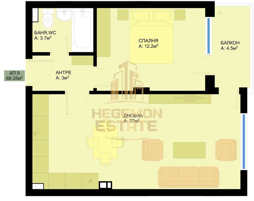 Продава се Двустаен апартамент в Варна, Гранд Мол Варна - 69 кв.м за 2054 €/кв.м - Снимка #1