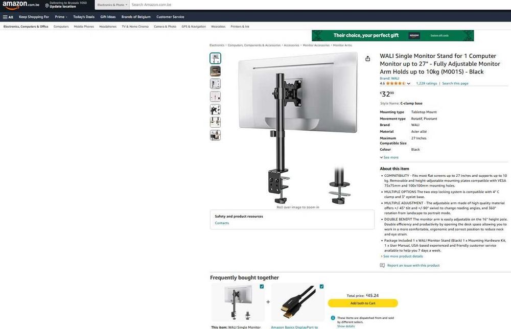 Suport universal monitor 13-27", reglabil