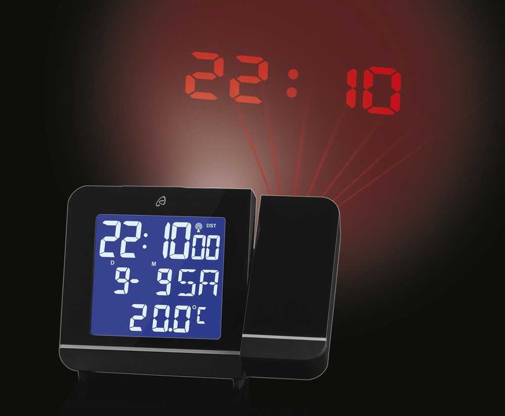 Ceas + termometru DISPLAY APRINS PERMANENT, PROIECTOR negru, proiecție