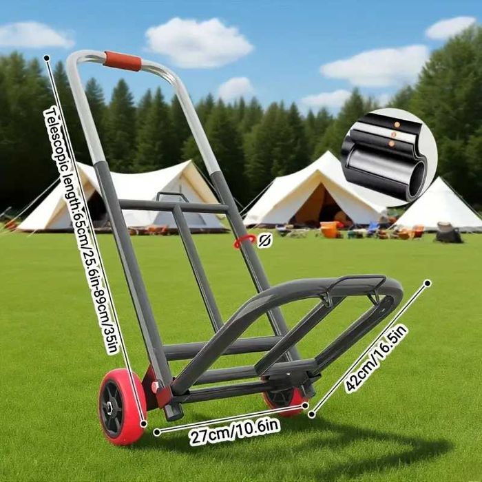 Carut carucior pliabil cadru metalic 90x30x26cm, roți dure cu rulmenti