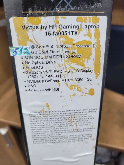 Игровой ноутбук HP Victus 15-fa0051TX
