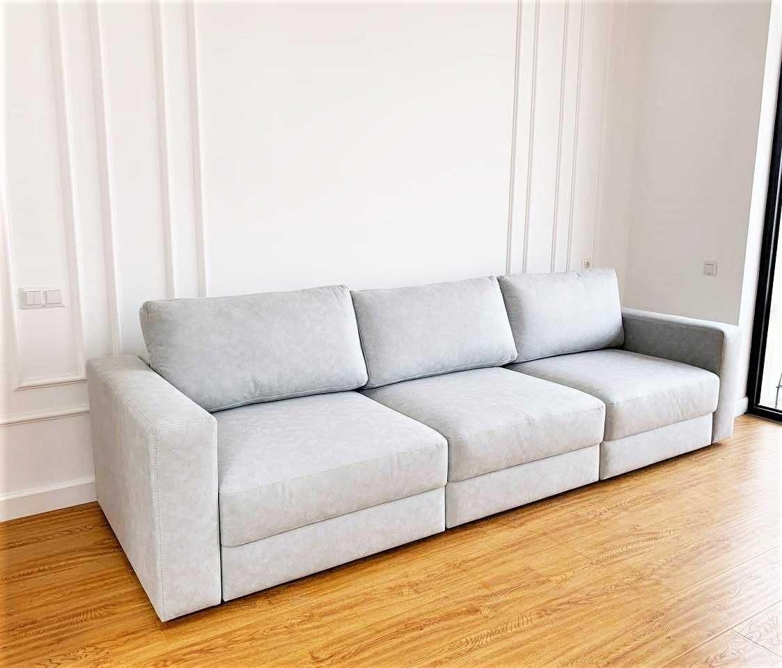 Абсолютно новый 3-х метровый диван голубовато-серого цвета