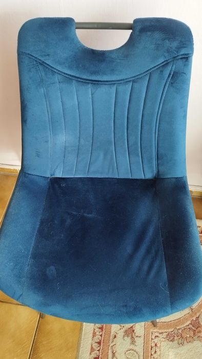 Трапезен стол в синьо, метална конструкция