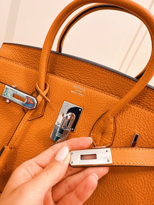 Geantă din piele naturală inspirată de Birkin 30 – portocaliu