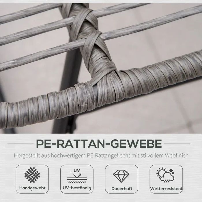 Ратанов стол за отдих Outsunny с табурретка