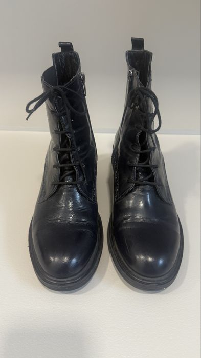 Tъмно сини боти естествена кожа