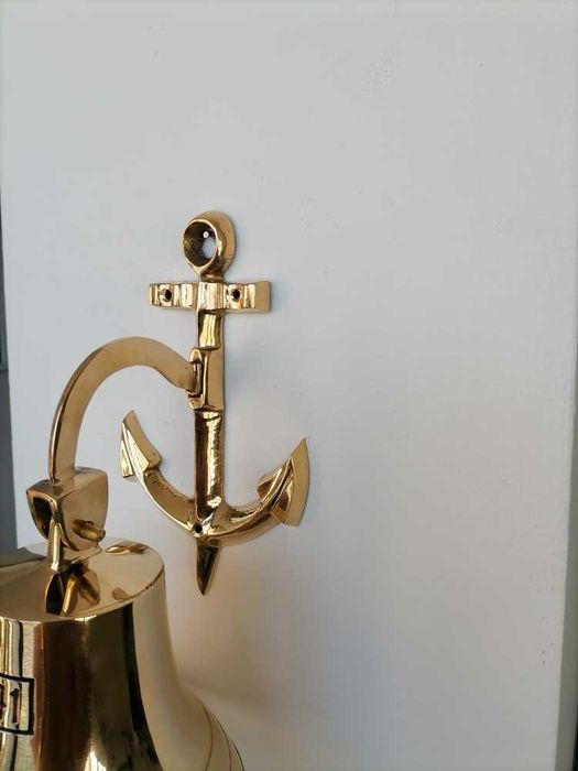 Корабна камбана месинг,със закачалка котва и въже 1841