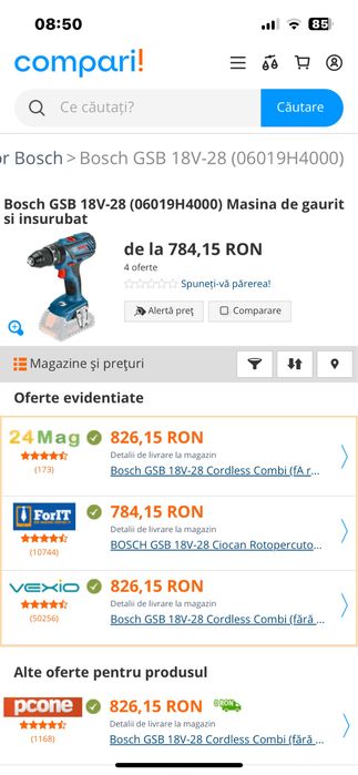 Filetanta Bosch GSR 18V-28 cu 2 ac.si incarcator-Noua