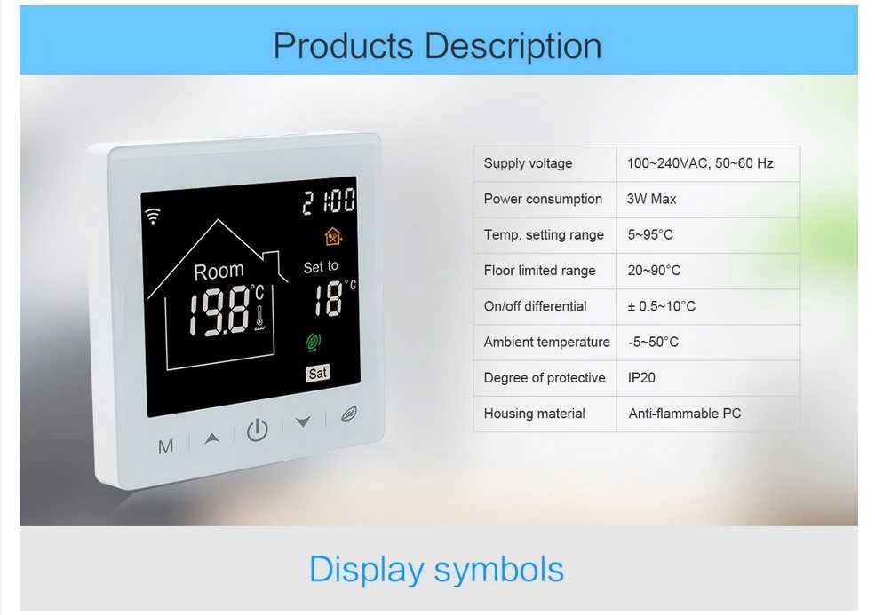 Termostat  220V Controler de încălzire prin pardoseală