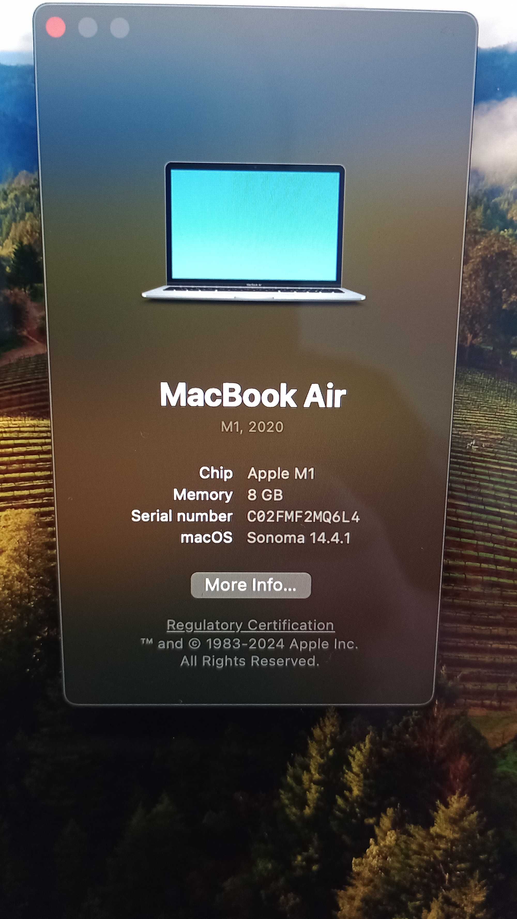 MacBook Air M1 2020 8GB SSD 256Gb Dongler + Alim 140w