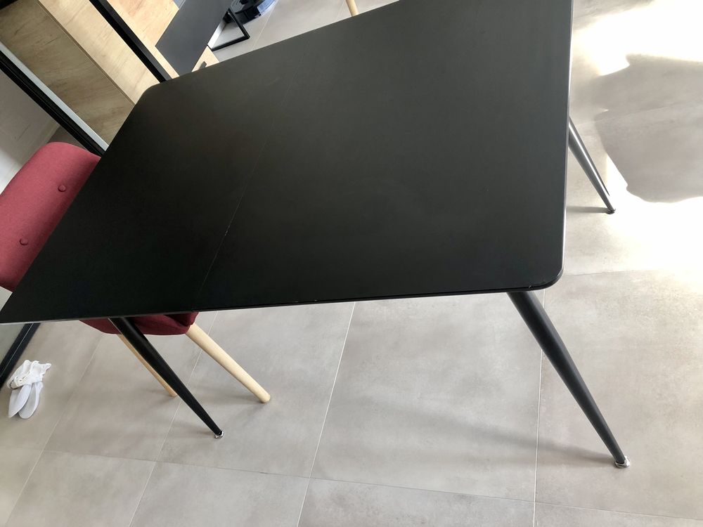 Masa extensibila neagra 120-160cm x 90cm cu picioare metalice