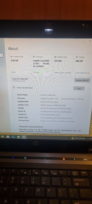 Hp elitebook 8540w+docking station