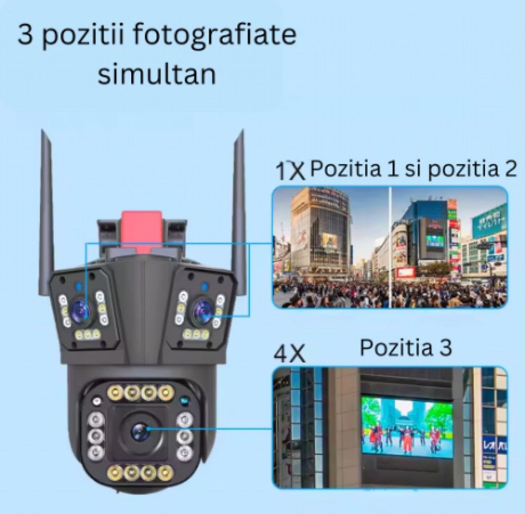 Тройна 4G камера за наблюдение,WIFI,работи със SIM карта,12 MP,Ultra H