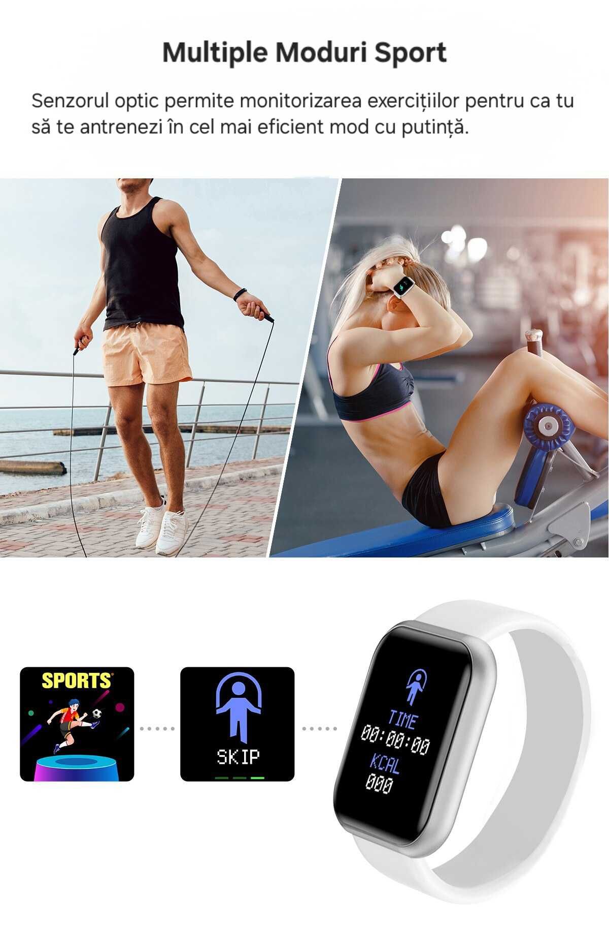 Smartwatch Bluetooth Alb HD. Apel&Mesaje. Notificări. Zeci de funcții.