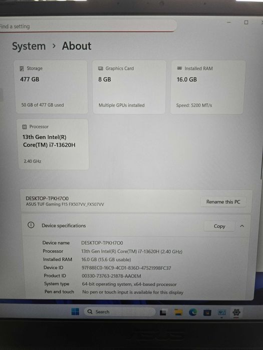 Геймърски мощен лаптоп ASUS TUF Gaming F15-НЕРАЗЛИЧИМ ОТ НОВ