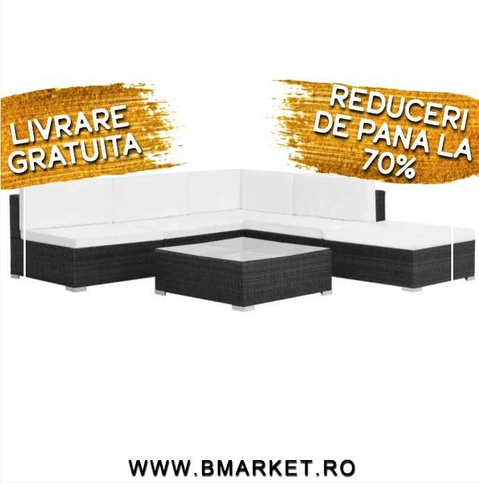 Set mobilier de gradina/terasa canapea/coltar Negru Ratan CASERTA
