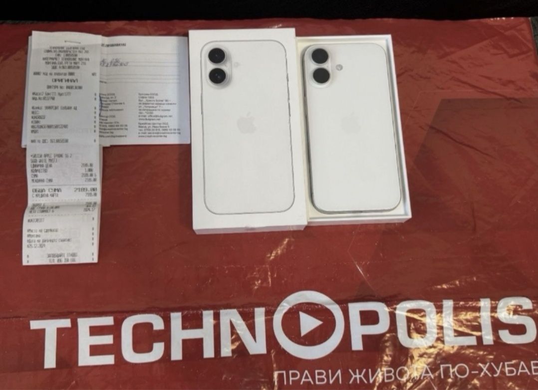 КАТО НОВ 256GB iPhone 16 Гаранция Технополис 2026г. White / Бял