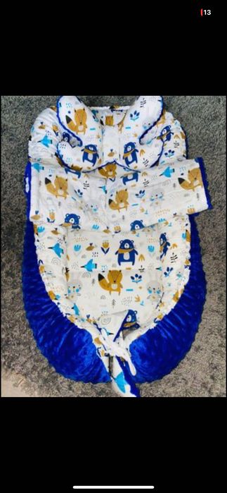 Baby Nest 100% bumbac culoare albastră