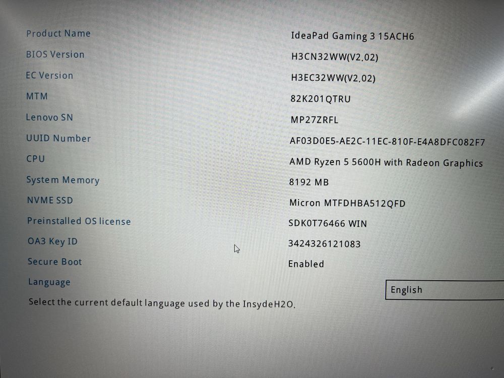 Игровой ноутбук Lenovo ideapad Gaming3-Ryzen5-5600H/8GB/SSD512/RTX3050