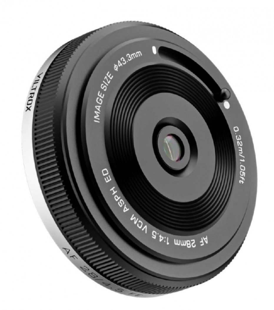 Обектив УЛТРА плосък палачинка VILTROX AF 28mm Sony E- Mount F4.5 Chip