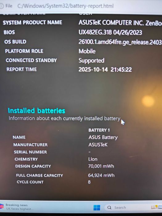 Asus Zenbook Duo 14" , intel i5, 8 GB Ram